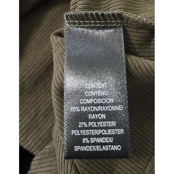 WAYF Olive Green Bodysuit Mock Turtle Neck Stretch Long Sleeves Womens Size M - Picture 7 of 7